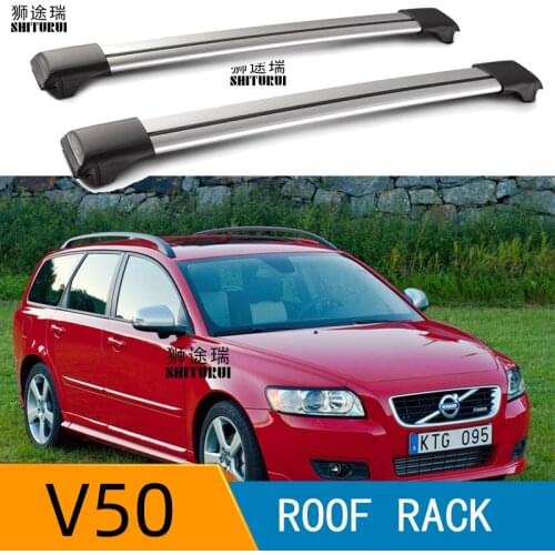 2Pcs Roof bars For VOLVO V50 5 DOOR WAGON YEAR 2008 - 2021 suv Aluminum Alloy Side Bars Cross Rails Roof Rack Luggage