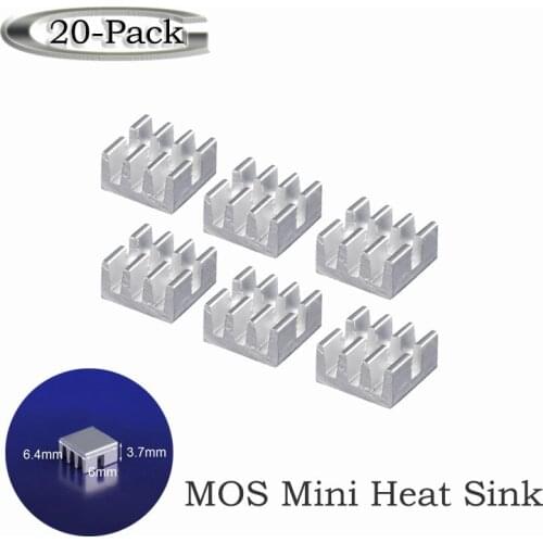 20 pieces Gdstime RHS-01 6mm Aluminum MOS Mini Heat sink 6.35mm x 6.3mm x 3.5mm For Router IC Chip Radiator