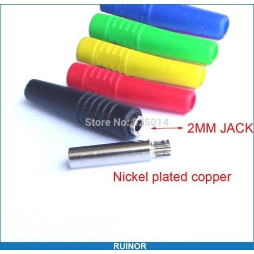 50PCS Color Soft silicone copper 2mm Banana socket for 2.0mm Binding Post Probes