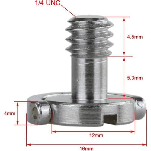 50 pcs Stainless Steel D Shaft D-ring 1/4" Mounting Camera Screw for Camera/Tripod Monopod/Quick Release (QR) Plate