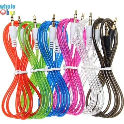 500pcs/lot Audio Cable Crystal Stereo 3.5mm Male To Male Aux Cable for Mobile Phone Tablet PC MP3 Mp4 Player Car Aux Cord