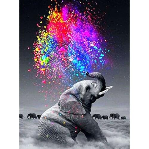 5D Diamond Mosaic Animal Fireworks Elephant Diamond Painting Cross New Full Round DIY Diamond Embroidery Kits