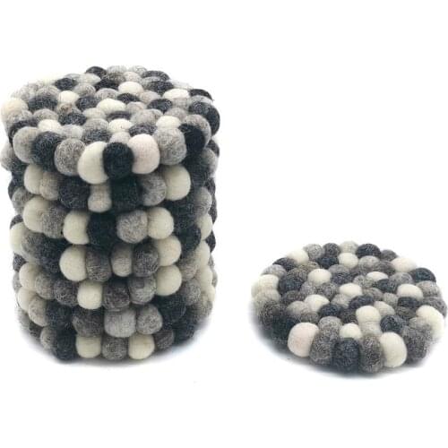 8Pcs 10cm Grey Round Felting Coaster, Insulation Hot Pads, Absorbent Coasters, Coasters for Drinks, Office Coaster