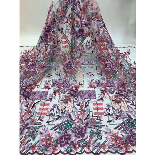 African Lace Fabric Embroidered Nigerian French Open Sequin Lace Fabric 2021 High Quality Lace Womens Wedding FJ3586