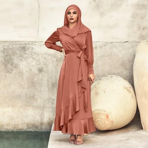 Eid Djellaba Abaya Dubai Shiny Soft Silky Muslim Dress Satin Abaya Dubai Turkey Muslim Dress Islam Abayas With Belt