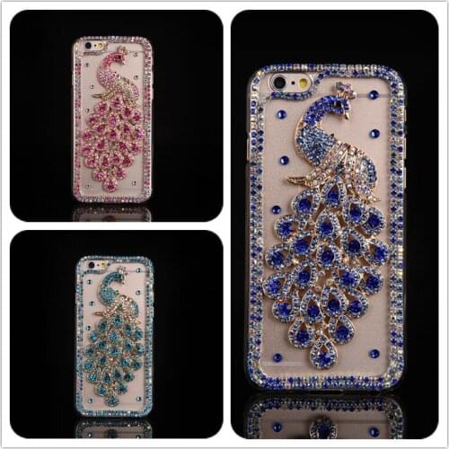 3D Peacock Diamond Bling Case for OPPO Reno 4 Lite Find X3 X2 Lite/X2 Neo /X3 NEO/X3 Pro Handmade Crystal Fundas