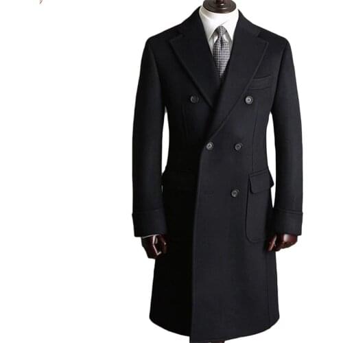 Black Men Suits Formal Groom Suit Double Breasted Customized Tuxedo Fit Party Wear Handsome Long Coat