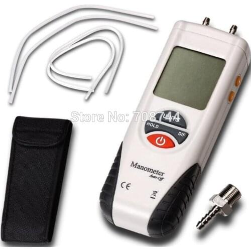 New HT-1891 Digital Manometer Air Pressure Meter Air Pressure Differential Gauge Kit 55H2O to +55H2O Data Hold Medidor Presion