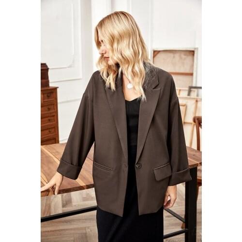 Elegant Woman Blazers Notched Long Sleeve Suits Female Spring Autumn Blazer Woman