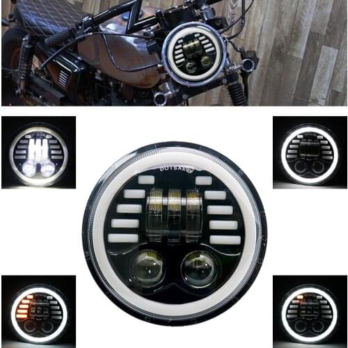 5.75" DRL Turn Signal Bicycle Front Light Motorcycle Led Headlight Head lamp Cafe Racer Bobber 6.5 Inch High Low Beam