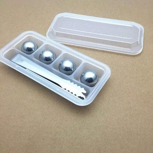 Hot selling stainless steel ice cube wine whiskey coolers ice cube ball creative wine round ice cube metal coolers with clip