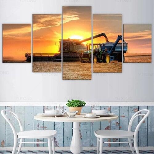 5 Piece Canvas On Farm Tractor Canvas Picture Painting Decor Print Poster Wall Art for living room home decoration framed