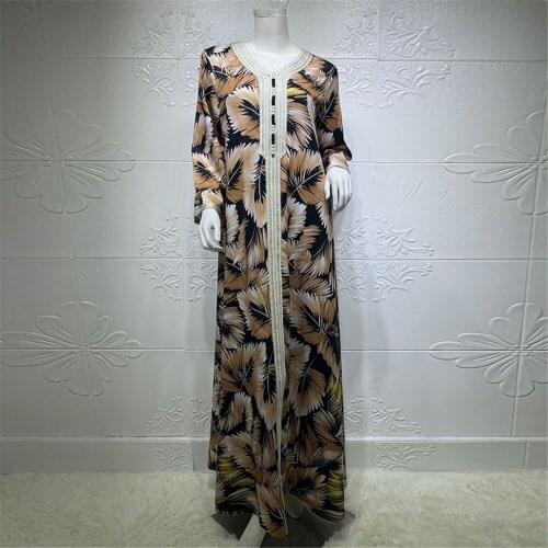 Ramadan Eid Mubarak Muslim Evening Dress Dress Loose Printing Moroccan Indian Oriental Robe Casual Ankle Ethnic Prayer Clothes