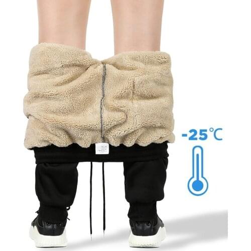 Mens Winter Pants Classic Brand Sweatpants Super Warm Thick Pants Cashmere Trousers for Men Fleece Male Long Outdoors Pants Men