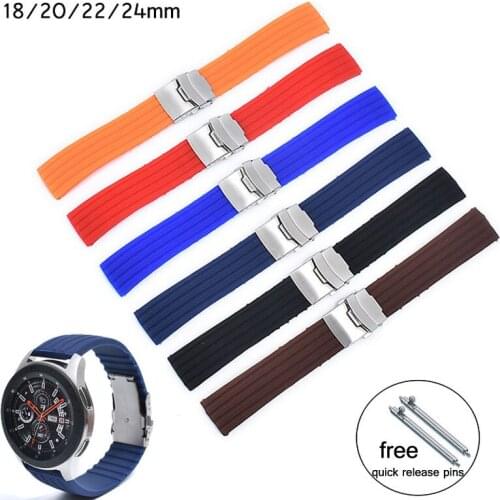 18mm 20mm 22mm 24mm Soft Silicone Watch Strap Universal Tire Rubber Band Sport Waterproof Replacement Bracelet Watch Accessories