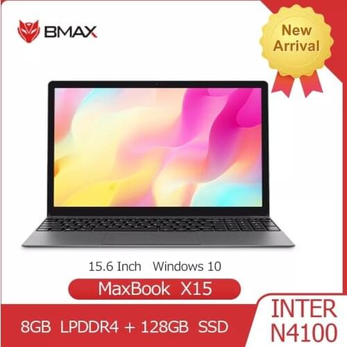 BMAX X15 Laptop 15.6 Inch Intel Gemini Lake N4100 UHD Graphics 600 8GB LPDDR4 128GB SSD 1920*1080 Win10 Multi-language Notebook