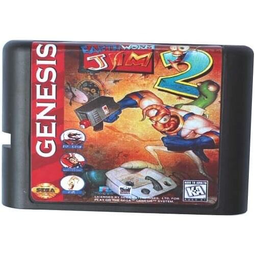 New Arrival EarthWorm Jim 2 16 bit MD Game Card For Sega Mega Drive For Genesis