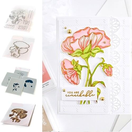 New Beautiful Flower Cutting Dies And Stamps And Stencil And Hot Foil Scrapbook Diary Decoration Stencil Embossing Make Albums