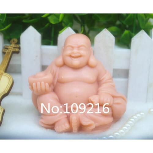 Wholesale!!!1pcs Smiling Buddha with Acer (Zx637) Silicone Handmade Soap Mold Crafts DIY Silicone Mould
