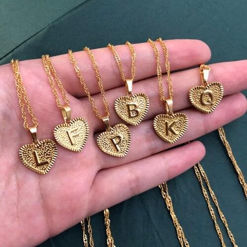 Heart Initial English Necklace For Women Girls Gold Chain A-Z Alphabet Letter Necklace Pendant Charm Jewelry Christmas Gifts