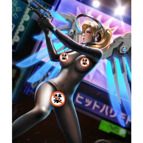 Printed silk or canvas OW sexy lady Dva MEI Mercy art poster 16x24 24x36 inch custom living room bedroom home art wall picture