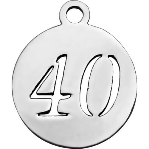 2017 New 316l Stainless Steel DIY Normal Polished Number 40 Charms Floating Pendants for Bracelet Necklace Jewelry Making