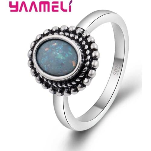 Luxury Big Oval Blue Cubic Zirconia Wedding Fine Rings Banquet Party Jewelry 925 Sterling Silver Wedding Jewelry Ring