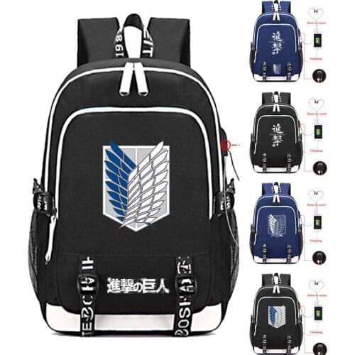 Anime Attack On Titan Usb Backpack Student School Bag Cosplay Shingeki no Kyojin Laptop Backpack Kids Teens Shoulder Travel Bags