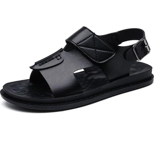 Genuine Leather Summer Beach Sandals Mens Sandals Open Toe Slip on Fashion Casual Shoes Men Mens Slippers Roman