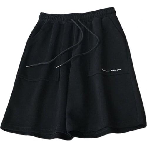 Summer Women Shorts casual Solid Color cotton blend Drawstring High Waist Summer Wide Leg Women Wide Leg Drawstring Shorts 2021