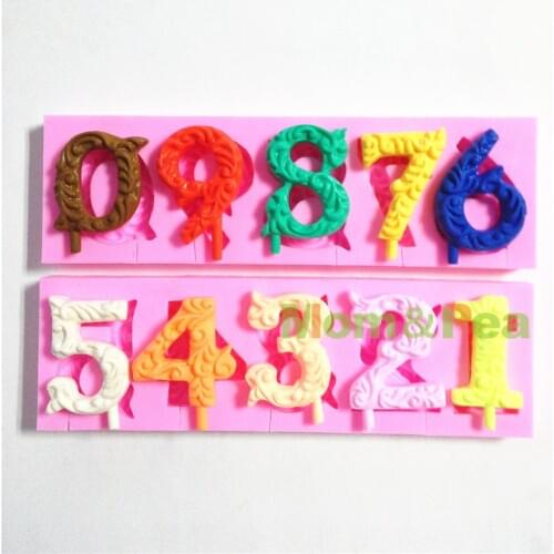 Mom&Pea 0589 Free Shipping Candle Numbers Shaped Silicone Mold Cake Decoration Fondant Cake 3D Mold
