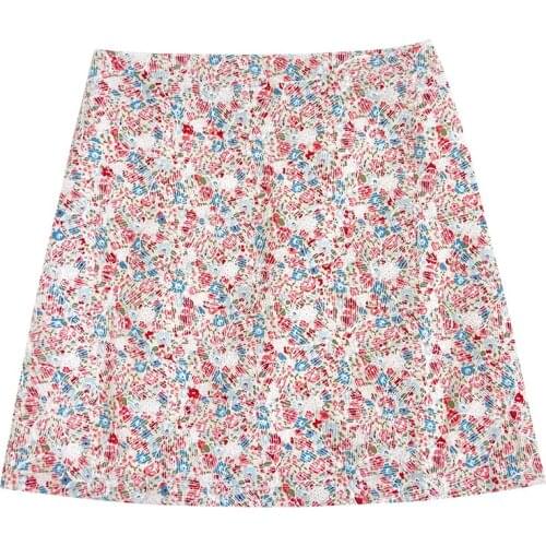 Temperament girl flower summer retro high waist slim slimming all-match A-line skirt