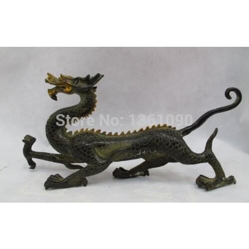 Xd 001337 Chinese Folk classical Copper Bronze Gilt Lucky Auspicious Fly Dragon Statue