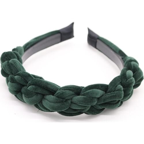 2021BD Wide braided velvet 3cm wide plain design hairbands women hair accessories winter hairbands