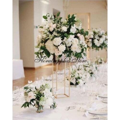 Gold Metal Geometric Stands Metal Stands Square wedding centerpiece Tall Wedding Decoration Centerpiece Vases