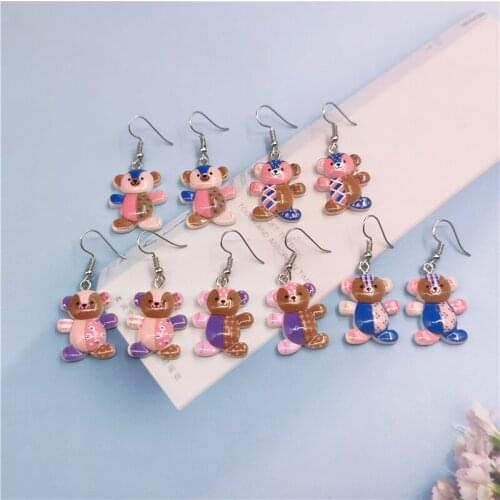 1Pair European Cute Animal Bear Drop Earrings For Women Girl Korea Funny Unique Pendant Earings Jewelry Christmas Gift EC507