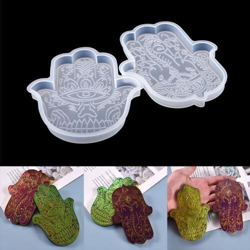 1Pcs DIY Resin Hand of Fatima GodS Eye UV Epoxy Crafts Palm Dish Plate Storage Tray Silicone Mold for Handmade Jewelry Tools