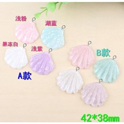 10pcs 38*42MM Mix DIY resin scallop sea shell charms kawaii flatback cabochon craft jewelry making ornament decoration boutique