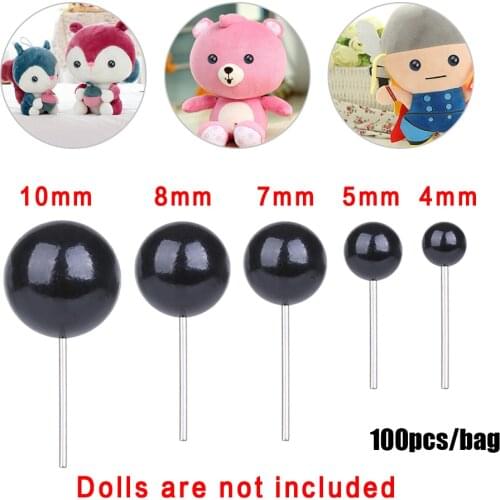 100 Pcs/set Glass Eyes 4/5/8/10 mm Needle Felting Teddy Bears Dolls Animals Black Eyes for DIY Hand Made Toy Doll Accessories