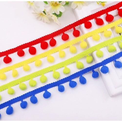 2-5yards Pom Pom Lace Ribbon Polyester Tassel 12 Mm Puff Ball Trim Craft DIY Curtain Home Decoration Clothing Sewing Accessories