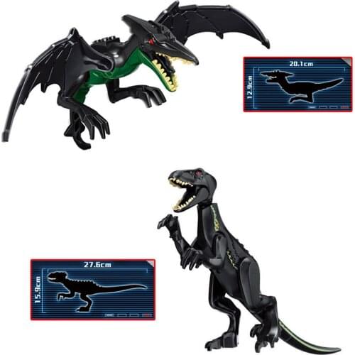 2pcs Large Simulation Building Blocks Dinosaur Toys Dark Pterosaur Raptor Model Ornaments Childrens Educational Assembly innate