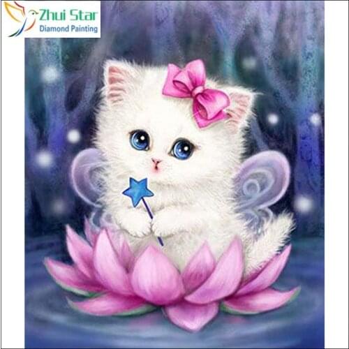 2018 New 100% Full DIY 5D Diamond Painting Cute kitten Cross Stitch Diamond Embroidery Patterns rhinestones Diamond Mosaic gx
