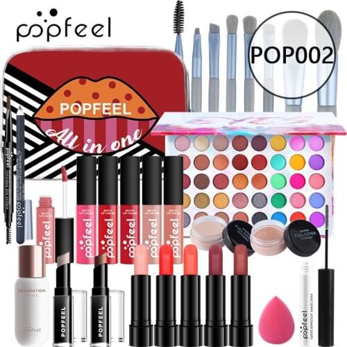 22/17Pcs Professional Makeup Kit Eyeshadow Cream Makeup Bag Concealer Blush Lip Gloss Lipstick Makeup Brush Women Makeup Set
