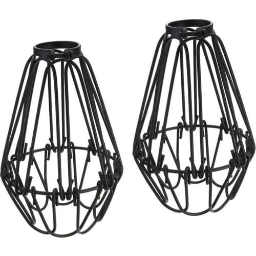 Adjustable Wire Cage Lampshade, 2 Pack Metal Bird Cage Bulb Guard Island Pendant Lighting Fixture Drop Lamp Holder