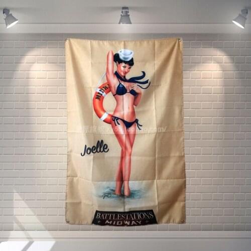 "Joelle" Banners Poster Bar Cafe Hotel Theme Wall Decoration Hanging Art Waterproof Cloth Polyester Fabric Flags