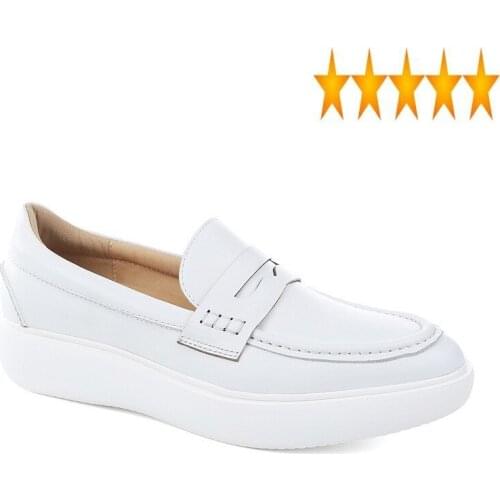 Thick Platform White Mens Soft Slip On Loafers High Quality Genuine Leather Business Casual Driving Shoes Plus Size