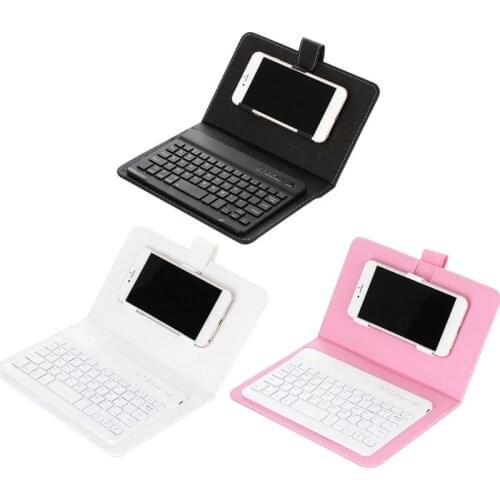 Wireless Bluetooth Keyboard PU Storage Case Mobile Phone Protective Casing 20x12.5cm