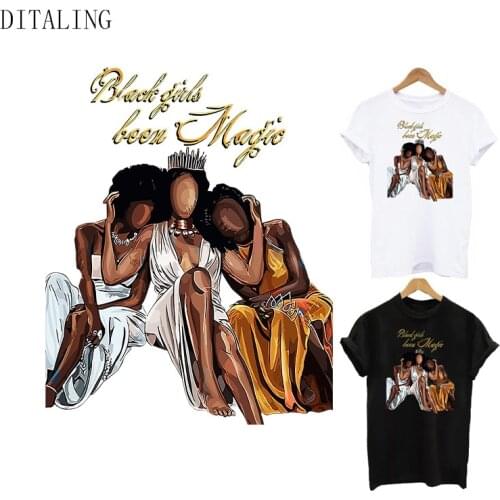 Black Girl Been Magic Stickers On Clothing Heat Transfer Patches On Jacket DIY Women T-Shirt Fashion Girl Appliqued Decoration