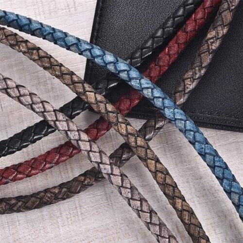 3M 6mm 6 Colors Round Black Braided Genuine Leather Strip Cord String Rope For Bracelet Necklace Jewelry Making