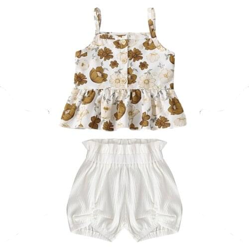 1-5 Years Baby Girl Clothing Set Children Summer Clothes Print Vest Shorts 2PC Toddler Girl Christmas Halloween Costume